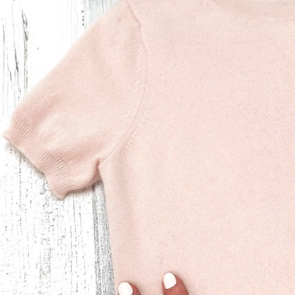 Holt Renfrew Baby Pink Cashmere Knit Sweater Short Sleeve Top - Picture 5 of 6